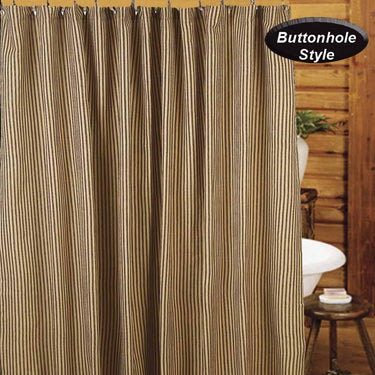 Black Nutmeg York Ticking Shower Curtain SC880011 - The Fox Decor